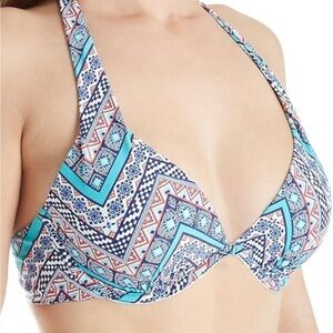 SzM Christina Women's Geometric Print folded push up Bikini Top GUC